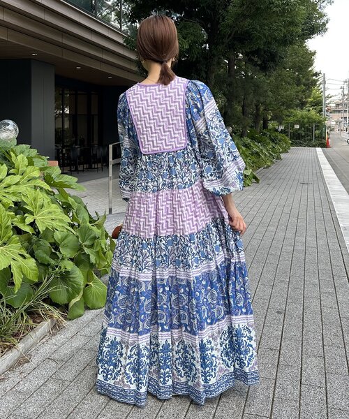 SLOBE IENA（スローブイエナ）の「インドパネルティアードワンピース（ワンピース・レディース・ブルー/ピンク・36/38）」の10枚目の写真