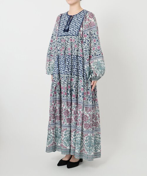 SLOBE IENA インドパネルパターンワンピース ロング ティアード SLOBE IENA - 新品SLOBE IENA インドパネルパターンワンピースの