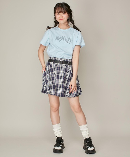 SISTER JENNI(SISTER JENNI)の「【ウエスト調整可】ベルトドッキングチェックスカパン(スカート・キッズ・レッド/ネイビー・130cm/140cm/150cm/160cm)」の9枚目の写真