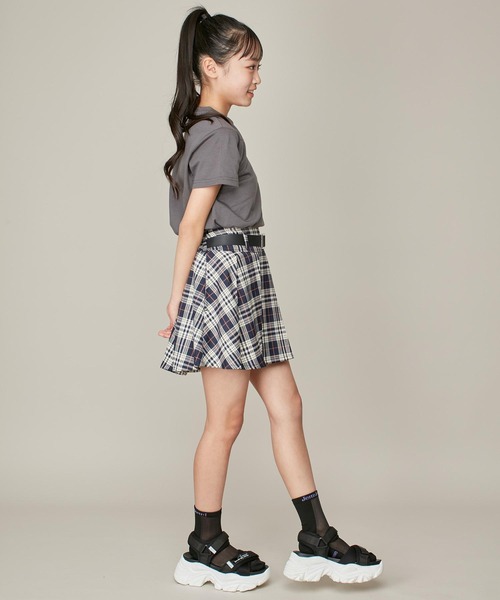 SISTER JENNI(SISTER JENNI)の「【ウエスト調整可】ベルトドッキングチェックスカパン(スカート・キッズ・レッド/ネイビー・130cm/140cm/150cm/160cm)」の4枚目の写真