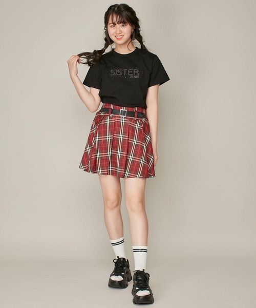SISTER JENNI(SISTER JENNI)の「【ウエスト調整可】ベルトドッキングチェックスカパン(スカート・キッズ・レッド/ネイビー・130cm/140cm/150cm/160cm)」の13枚目の写真