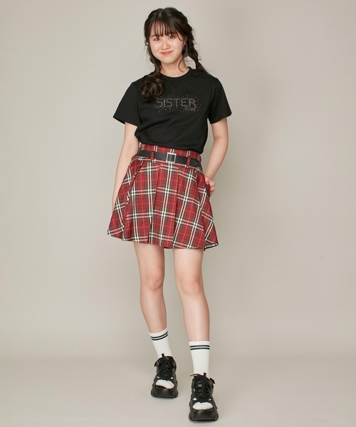 SISTER JENNI(SISTER JENNI)の「【ウエスト調整可】ベルトドッキングチェックスカパン(スカート・キッズ・レッド/ネイビー・130cm/140cm/150cm/160cm)」の15枚目の写真