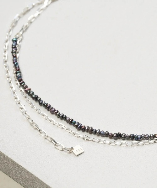 HERGO（ハーゴ）の「NP:HERGO Cut Chain Baby Pearl Necklace SV-925（ネックレス・メンズ・ブラック/ホワイト・FREE）」の3枚目の写真