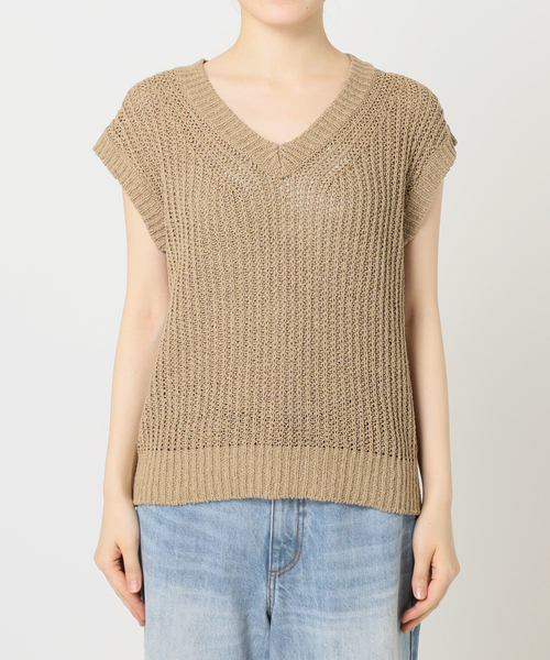 ★プラージュ★リネンVネックニット ブラック セール】SILK-LINEN LILY Vネック ニット(ニット/セーター