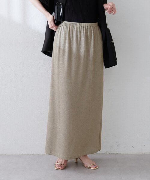 natural couture（ナチュラルクチュール）の「ラメリブタイトスカート（スカート・レディース・ブルー/ライトベージュ/ブラック/ブラウン/グリーン・FREE）」の20枚目の写真