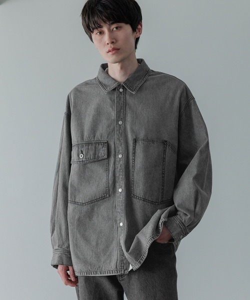 LOWRYS FARM（ローリーズファーム）の「【LFM(U)】デニムオーバーシャツ　571340（シャツ/ブラウス・メンズ・ブルー/ブラック・MEDIUM/LARGE）」の10枚目の写真