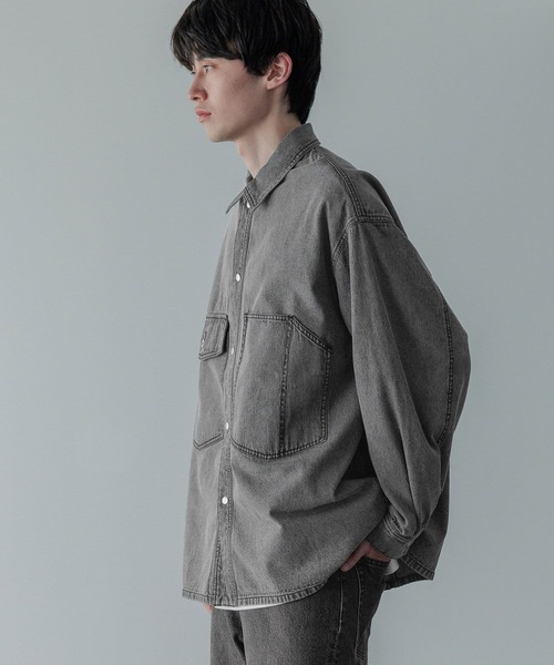 LOWRYS FARM（ローリーズファーム）の「【LFM(U)】デニムオーバーシャツ　571340（シャツ/ブラウス・メンズ・ブルー/ブラック・MEDIUM/LARGE）」の12枚目の写真