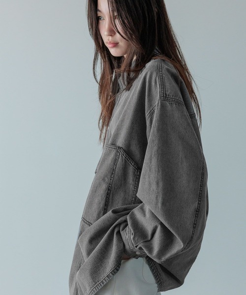 LOWRYS FARM（ローリーズファーム）の「【LFM(U)】デニムオーバーシャツ　571340（シャツ/ブラウス・メンズ・ブルー/ブラック・MEDIUM/LARGE）」の18枚目の写真