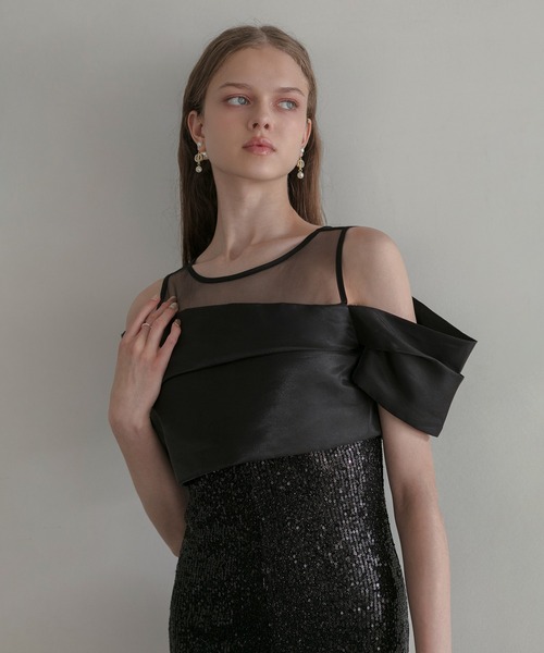 セール】【LEJA LUXE】シースルーアシンメトリースパンコールスリットI