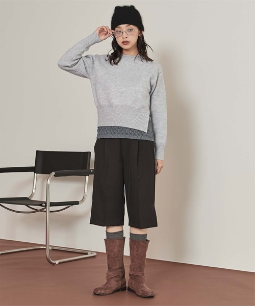 miette(ミエット)の「アシメサイドボタンニット(ニット/セーター・レディース・グレー/イエロー/ピンク/ブラウン/ライトブルー・M/L)」の9枚目の写真
