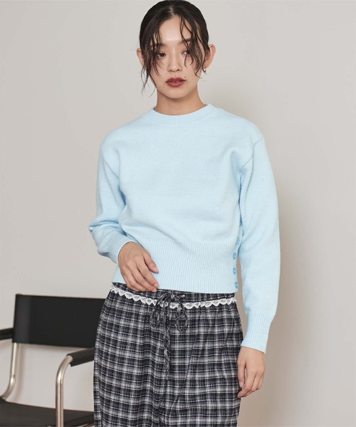 miette(ミエット)の「アシメサイドボタンニット(ニット/セーター・レディース・グレー/イエロー/ピンク/ブラウン/ライトブルー・M/L)」の22枚目の写真