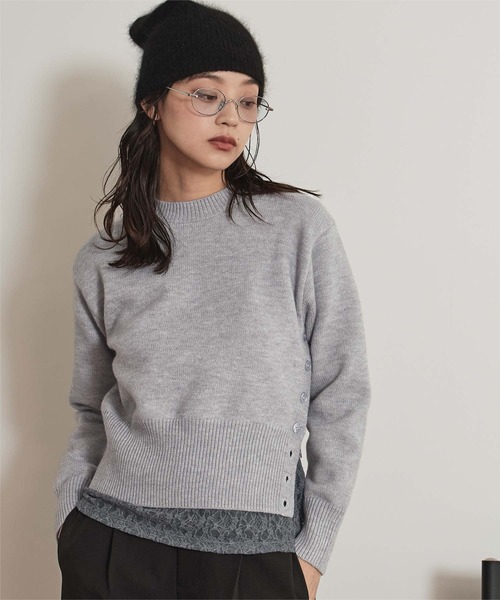 miette(ミエット)の「アシメサイドボタンニット(ニット/セーター・レディース・グレー/イエロー/ピンク/ブラウン/ライトブルー・M/L)」の11枚目の写真