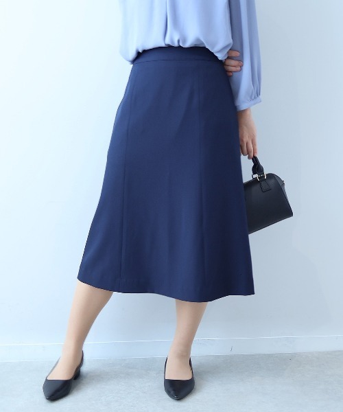 fleur by mint breeze(フルールバイミントブリーズ)の「【イージーケア】【L~5L 大きいサイズ】コンパクトツイルストレッチソフトAラインスカート(スカート・レディース・ネイビー/ブラウン・LL/3L/4L/5L/L)」の3枚目の写真