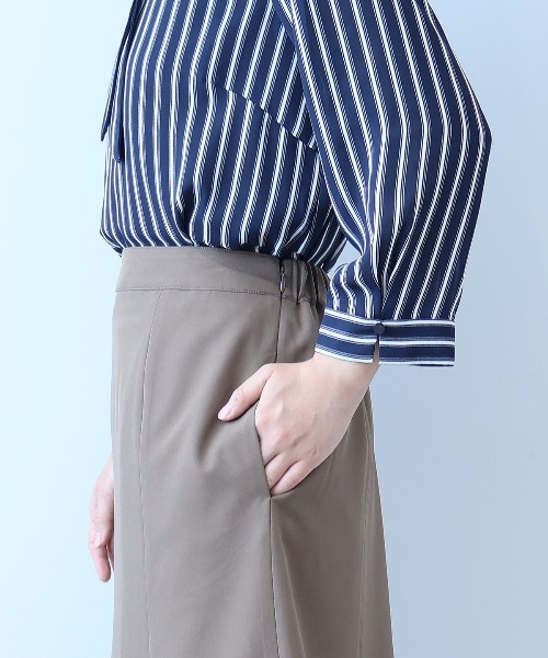 fleur by mint breeze(フルールバイミントブリーズ)の「【イージーケア】【L~5L 大きいサイズ】コンパクトツイルストレッチソフトAラインスカート(スカート・レディース・ネイビー/ブラウン・LL/3L/4L/5L/L)」の11枚目の写真
