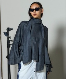 Denim Bowtie Blouse/デニムボウタイブラウス