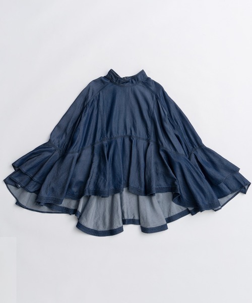 MAISON SPECIAL（メゾンスペシャル）の「Denim Bowtie Blouse/デニムボウタイブラウス（シャツ/ブラウス・レディース・ブルー/ブラック・FREE）」の4枚目の写真