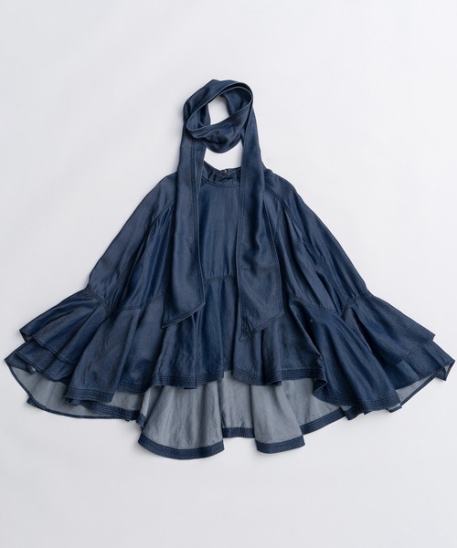 MAISON SPECIAL（メゾンスペシャル）の「Denim Bowtie Blouse/デニムボウタイブラウス（シャツ/ブラウス・レディース・ブルー/ブラック・FREE）」の12枚目の写真