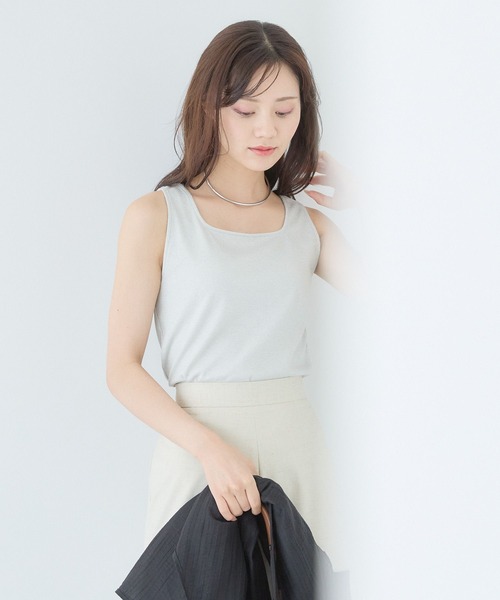 Andemiu（アンデミュウ）の「2WAYカットリブタンク587133（タンクトップ・レディース・オフホワイト/シルバー/ブラック・FREE）」の3枚目の写真