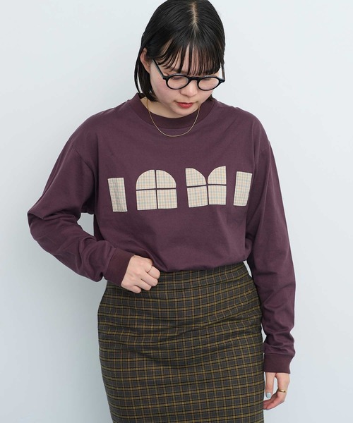 I am I in fact...（アイアムアイインファクト）の「LOGO patchwork Tシャツ（Tシャツ/カットソー・レディース・オフホワイト/ブラウン・FREE）」の10枚目の写真