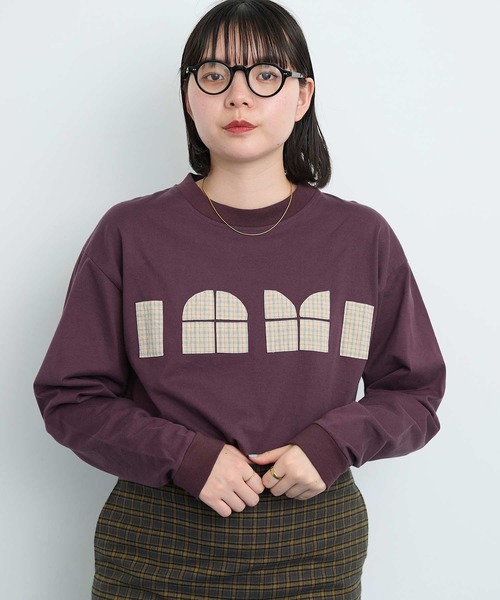 I am I in fact...（アイアムアイインファクト）の「LOGO patchwork Tシャツ（Tシャツ/カットソー・レディース・オフホワイト/ブラウン・FREE）」の13枚目の写真