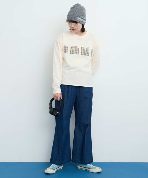 I am I in fact...（アイアムアイインファクト）の「LOGO patchwork Tシャツ（Tシャツ/カットソー・レディース・オフホワイト/ブラウン・FREE）」の18枚目の写真