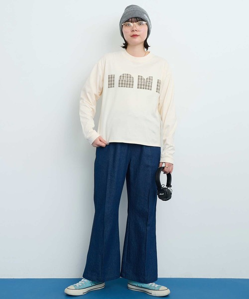 I am I in fact...（アイアムアイインファクト）の「LOGO patchwork Tシャツ（Tシャツ/カットソー・レディース・オフホワイト/ブラウン・FREE）」の15枚目の写真