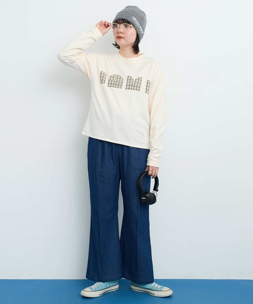 I am I in fact...（アイアムアイインファクト）の「LOGO patchwork Tシャツ（Tシャツ/カットソー・レディース・オフホワイト/ブラウン・FREE）」の16枚目の写真