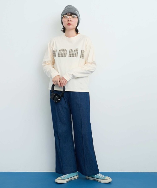 I am I in fact...（アイアムアイインファクト）の「LOGO patchwork Tシャツ（Tシャツ/カットソー・レディース・オフホワイト/ブラウン・FREE）」の17枚目の写真