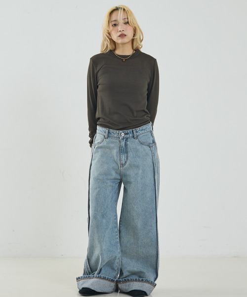 NOMINE(ノミネ)の「ダブルスリーブ シアー ロンT(Tシャツ/カットソー・レディース・アイボリー/ブラック/ライトグレー/キャメル/チャコールグレー・フリー)」の17枚目の写真