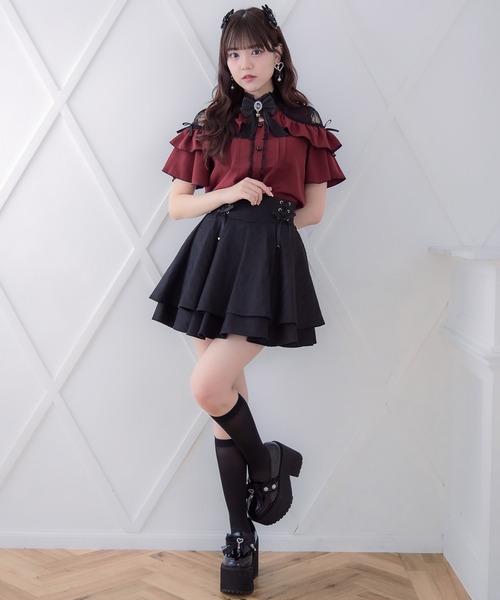 ROJITA（ロジータ）の「レースボンディングダブルフレアスカパン（スカート・レディース・ピンクベージュ/ブラック/その他・FREE）」の6枚目の写真