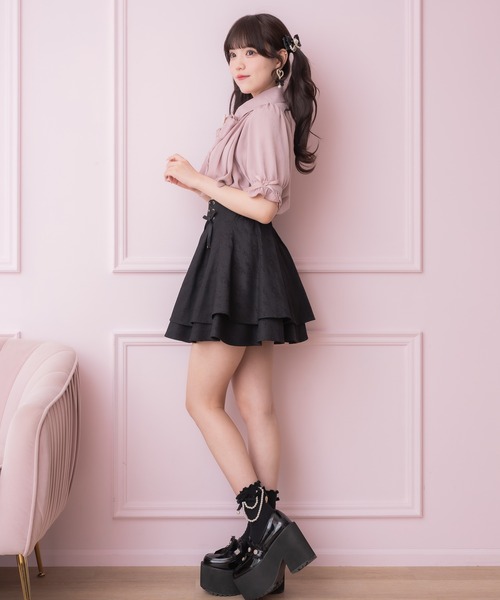 ROJITA（ロジータ）の「レースボンディングダブルフレアスカパン（スカート・レディース・ピンクベージュ/ブラック/その他・FREE）」の9枚目の写真