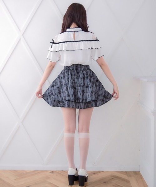 ROJITA（ロジータ）の「レースボンディングダブルフレアスカパン（スカート・レディース・ピンクベージュ/ブラック/その他・FREE）」の4枚目の写真