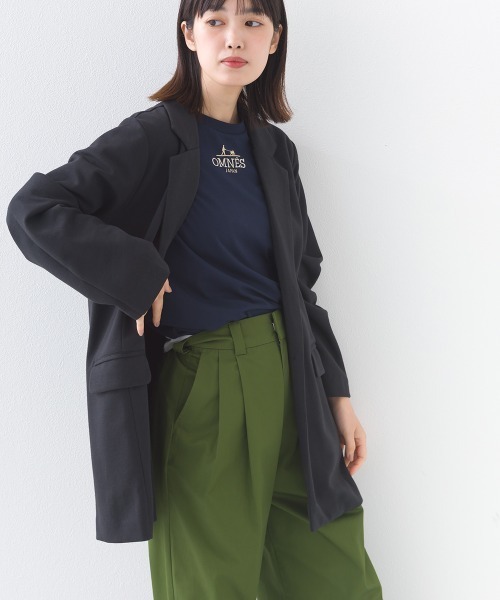 OMNES（オムネス）の「ダンボールニットオーバーサイズテーラードジャケット（テーラードジャケット・レディース・ブラック/グレイッシュベージュ・FREE）」の7枚目の写真