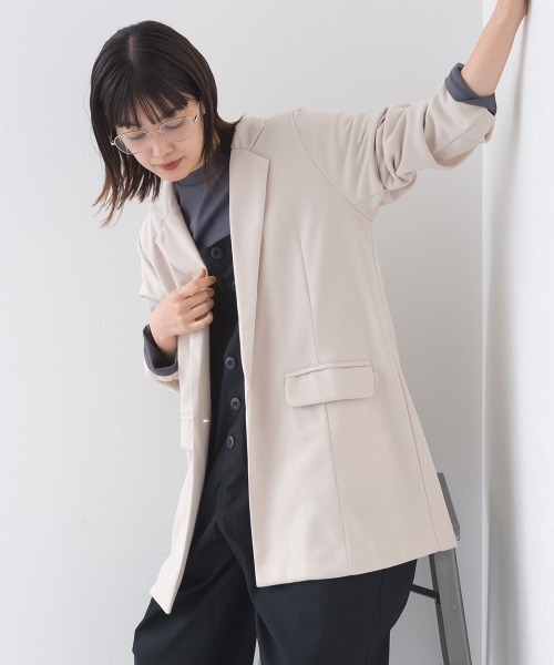 OMNES（オムネス）の「ダンボールニットオーバーサイズテーラードジャケット（テーラードジャケット・レディース・ブラック/グレイッシュベージュ・FREE）」の21枚目の写真