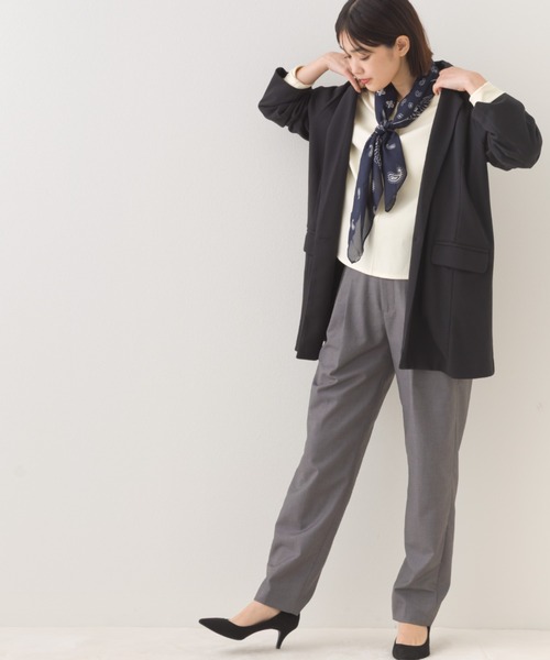 OMNES（オムネス）の「ダンボールニットオーバーサイズテーラードジャケット（テーラードジャケット・レディース・ブラック/グレイッシュベージュ・FREE）」の19枚目の写真