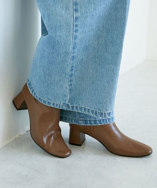 le.coeur blanc（ルクールブラン）の「スクエアトゥ裏起毛ストレッチブーツ（ブーツ・レディース・キャメル/ブラウン/ブラック・36/37/38/39）」の21枚目の写真