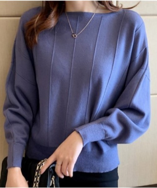 cammie（キャミー）の「フロントラインデザインニット（ニット/セーター・レディース・パープル/ホワイト/ピンク/グレー/ブラック・FREE）」の4枚目の写真