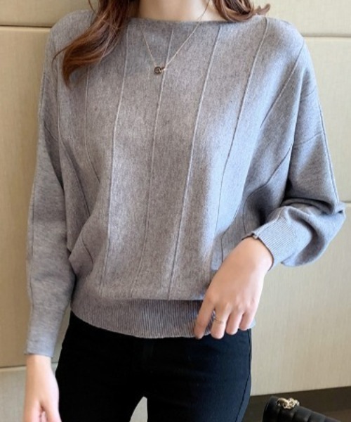 cammie（キャミー）の「フロントラインデザインニット（ニット/セーター・レディース・パープル/ホワイト/ピンク/グレー/ブラック・FREE）」の3枚目の写真