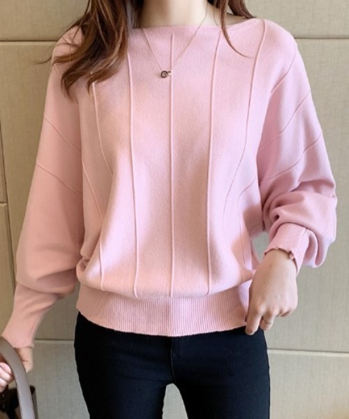 cammie（キャミー）の「フロントラインデザインニット（ニット/セーター・レディース・パープル/ホワイト/ピンク/グレー/ブラック・FREE）」の5枚目の写真