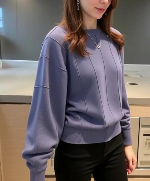 cammie（キャミー）の「フロントラインデザインニット（ニット/セーター・レディース・パープル/ホワイト/ピンク/グレー/ブラック・FREE）」の17枚目の写真