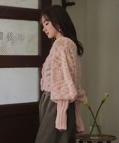 mideal(マイディール)の「volume sleeve knit cardigan / ボリュームスリーブニットカーディガン(カーディガン/ボレロ・レディース・ピンク/アイボリー/チャコールグレー・FREE)」の10枚目の写真
