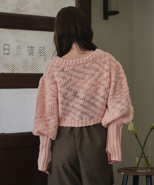 mideal(マイディール)の「volume sleeve knit cardigan / ボリュームスリーブニットカーディガン(カーディガン/ボレロ・レディース・ピンク/アイボリー/チャコールグレー・FREE)」の9枚目の写真