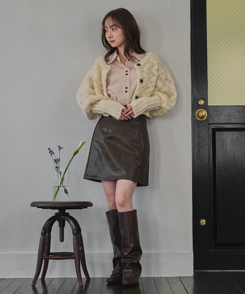 mideal(マイディール)の「volume sleeve knit cardigan / ボリュームスリーブニットカーディガン(カーディガン/ボレロ・レディース・ピンク/アイボリー/チャコールグレー・FREE)」の17枚目の写真