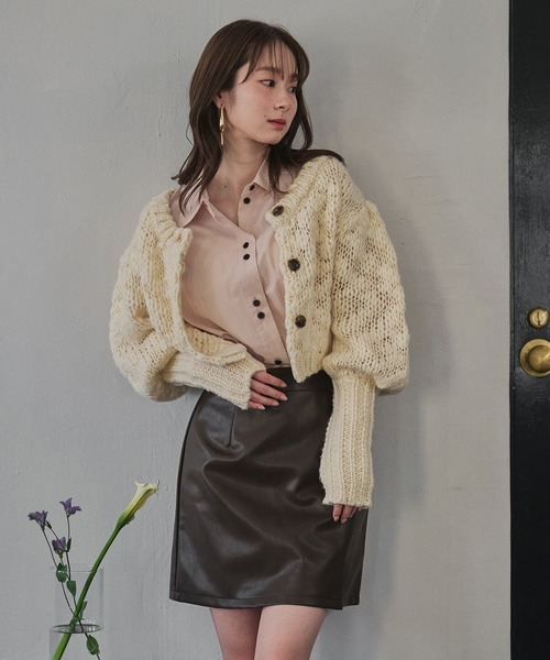 volume sleeve knit cardigan / ボリュームスリーブニット
