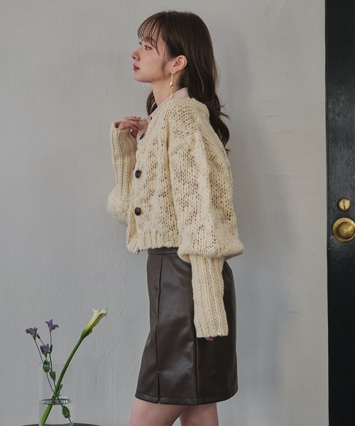 volume sleeve knit cardigan / ボリュームスリーブニット