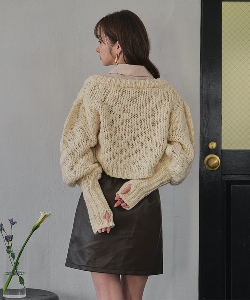 mideal(マイディール)の「volume sleeve knit cardigan / ボリュームスリーブニットカーディガン(カーディガン/ボレロ・レディース・ピンク/アイボリー/チャコールグレー・FREE)」の16枚目の写真