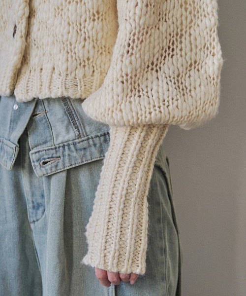 mideal(マイディール)の「volume sleeve knit cardigan / ボリュームスリーブニットカーディガン(カーディガン/ボレロ・レディース・ピンク/アイボリー/チャコールグレー・FREE)」の22枚目の写真