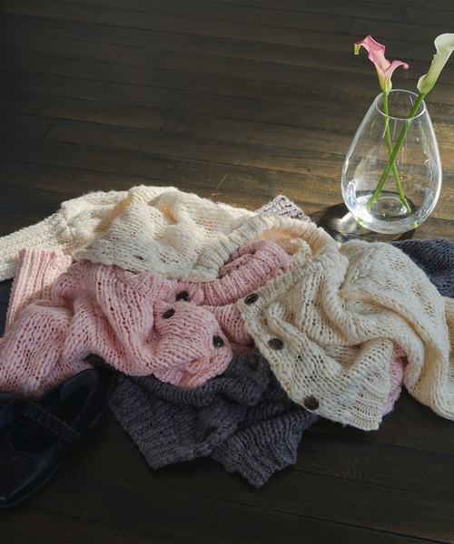 mideal(マイディール)の「volume sleeve knit cardigan / ボリュームスリーブニットカーディガン(カーディガン/ボレロ・レディース・ピンク/アイボリー/チャコールグレー・FREE)」の8枚目の写真