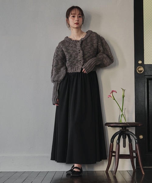 mideal(マイディール)の「volume sleeve knit cardigan / ボリュームスリーブニットカーディガン(カーディガン/ボレロ・レディース・ピンク/アイボリー/チャコールグレー・FREE)」の5枚目の写真