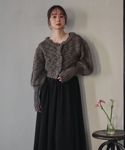 mideal(マイディール)の「volume sleeve knit cardigan / ボリュームスリーブニットカーディガン(カーディガン/ボレロ・レディース・ピンク/アイボリー/チャコールグレー・FREE)」の13枚目の写真